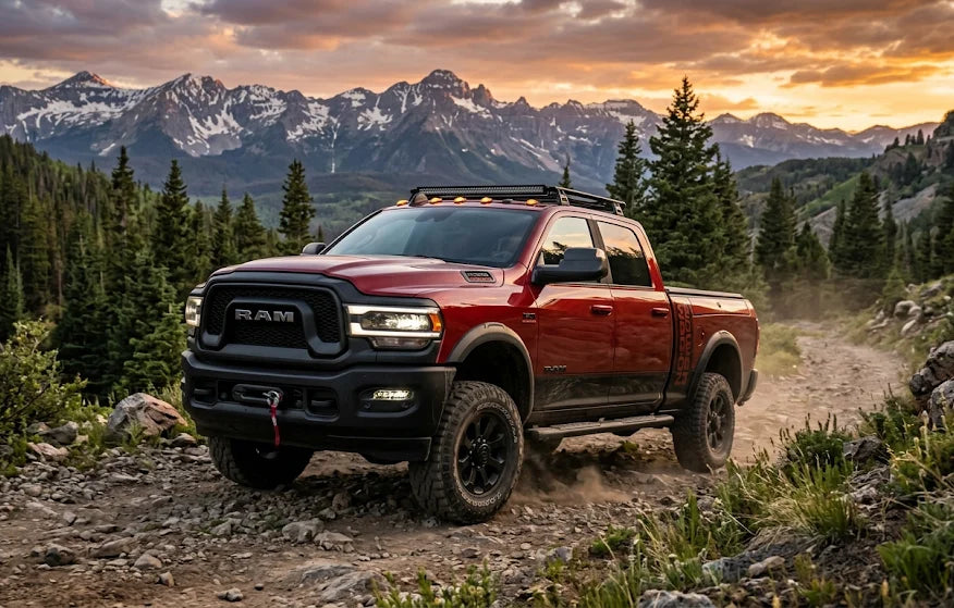 A RAM 2500 truck equipped with a high-quality bed topper