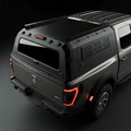 Honda Ridgeline 5.3ft Armacap steel truck canopy - 3/4 front view with gullwing doors closed